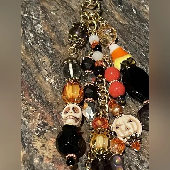ORIGINAL Pumpkin Candy Corn Alien Skull Handbag Jewelry Halloween Bag Charm NEW - Picture 6 of 13